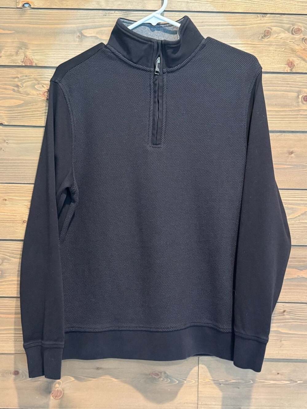 Ted Baker Textured Quarter Zip Pullover Black Size Small